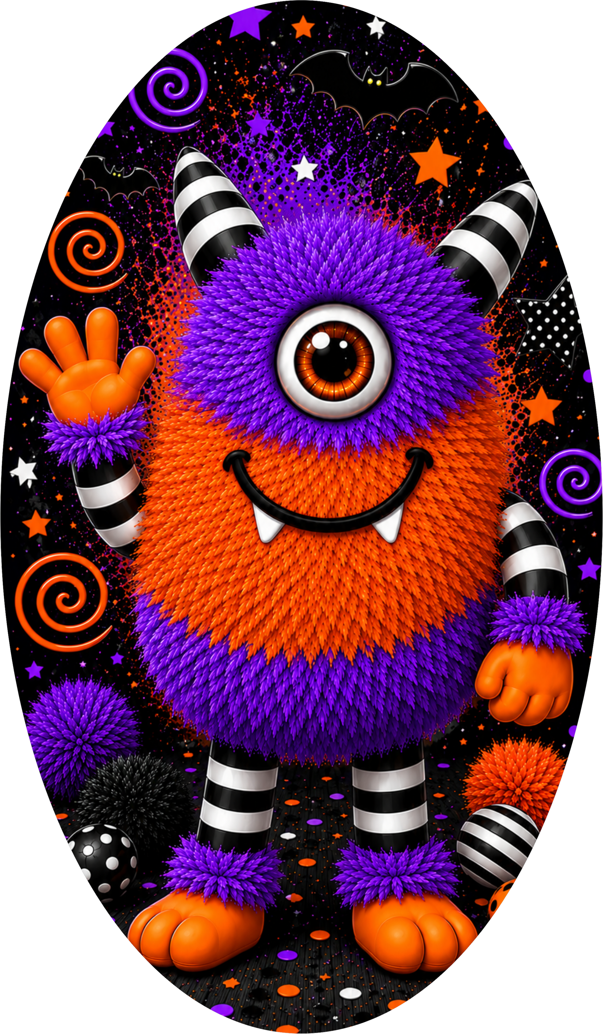 Purple Orange Monster Oval Wreath Sign
