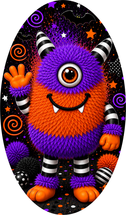 Purple Orange Monster Oval Wreath Sign
