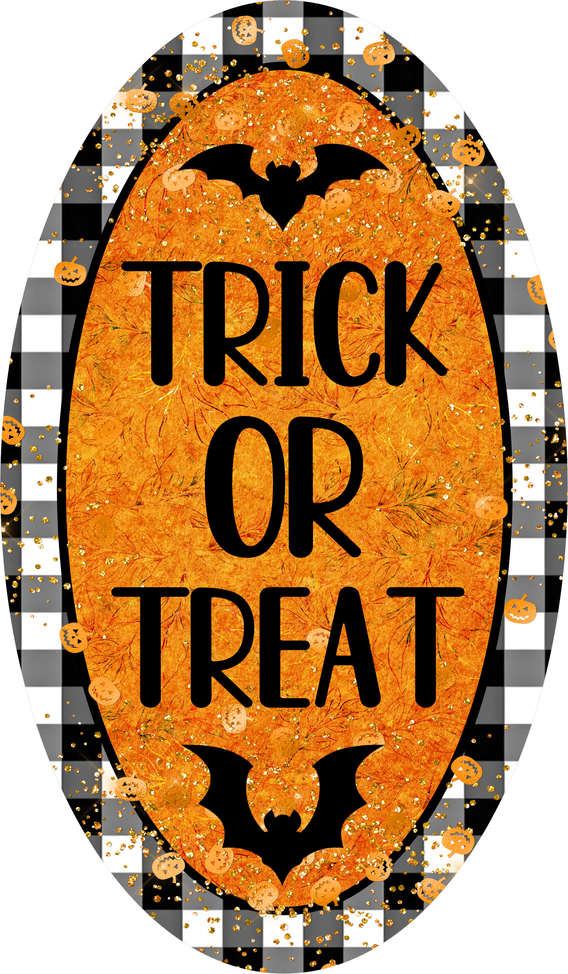 Trick or Treat Oval Wreath Sign