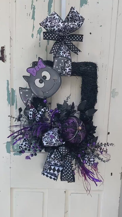 Cute Bat Halloween Wreath