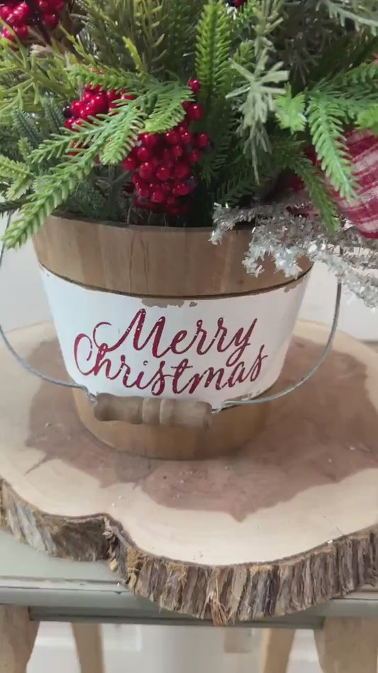 Rustic Christmas Centerpiece with Red Berries