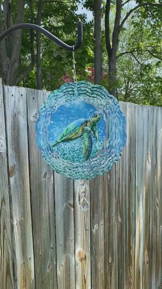 Sea Turtle Wind Spinner, Coastal Decor Wind Spinner, Beach House Outdoor Decor, Father's Day Gift,  Yard Art Sun and Wind Catcher