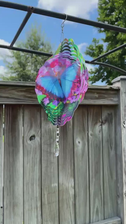 Blue Butterfly Wind Spinner