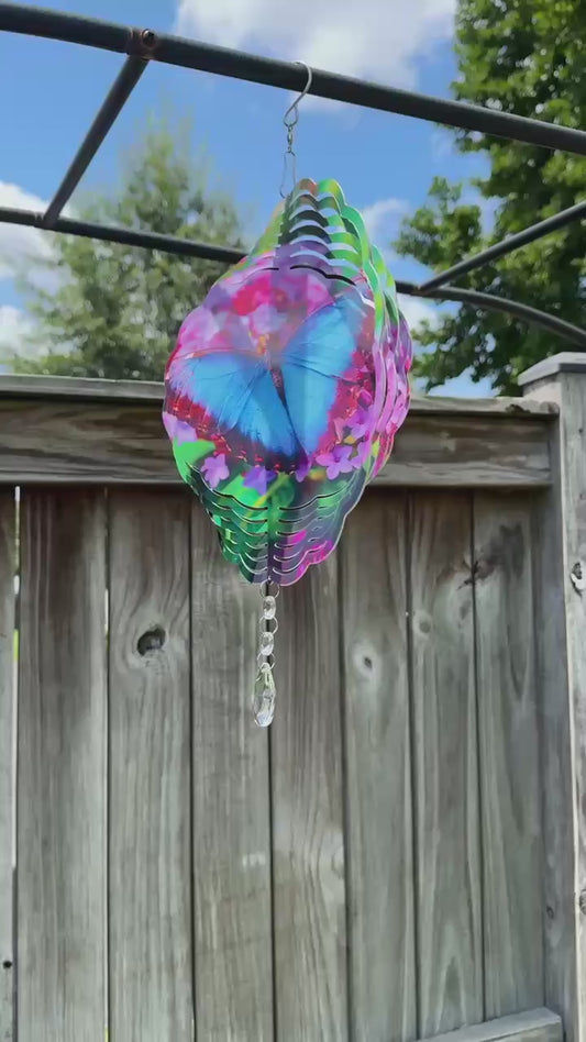 Blue Butterfly Wind Spinner