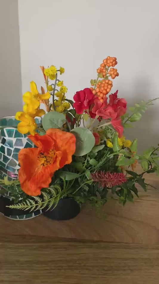 Bright Floral Wine Bottle Bouquet, Summer Arrangement for Candle Hostess Gift, Housewarming Gift, Bridal Shower Decor, Mother’s Day Gift,