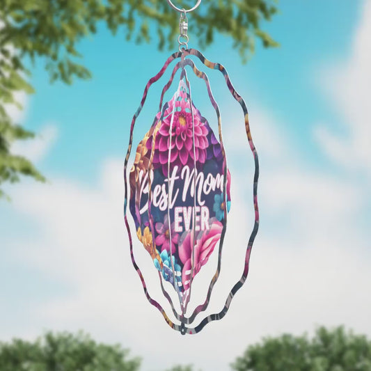 Best Mom Ever Bright Floral Wind Spinner