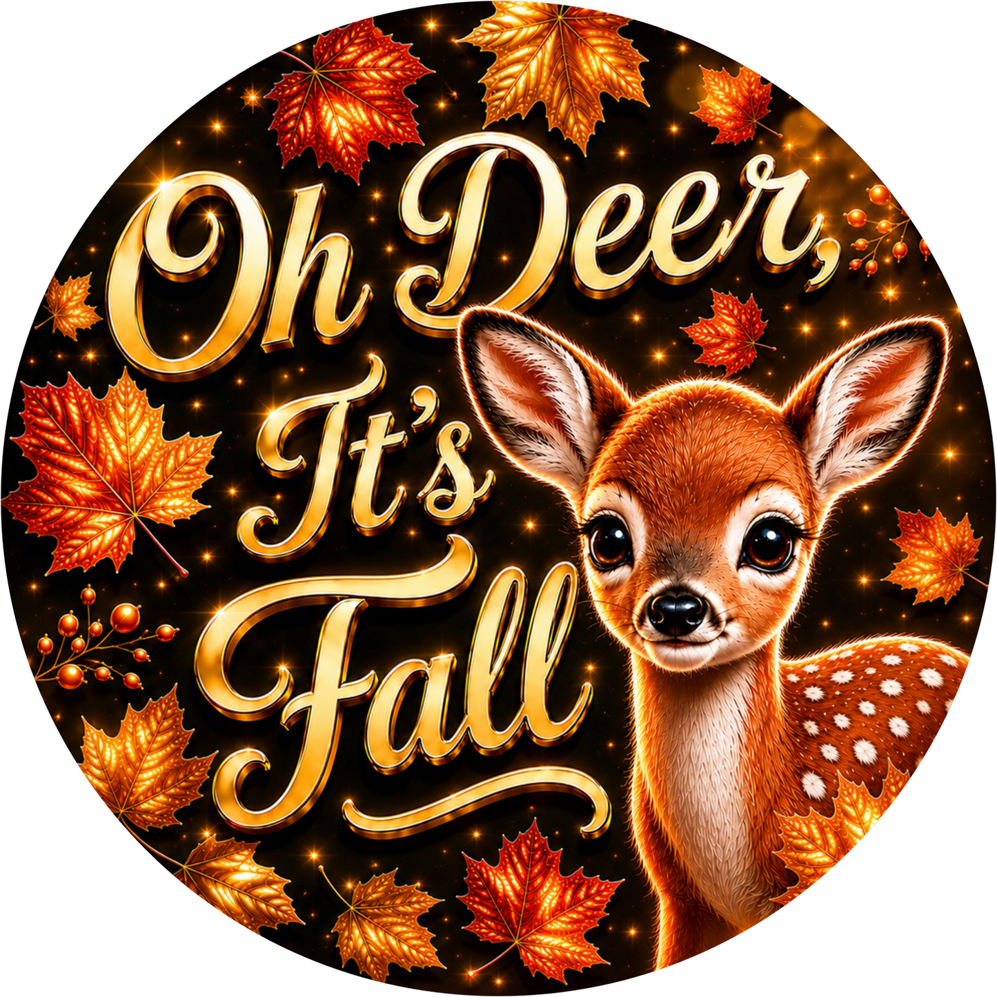 Oh Deer It's Fall with Deer Round Wreath Sign