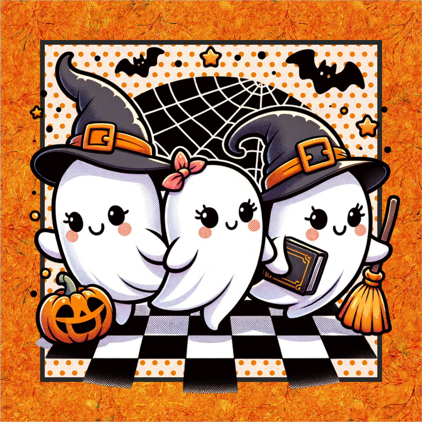 Ghost Trio Witches Square Wreath Sign