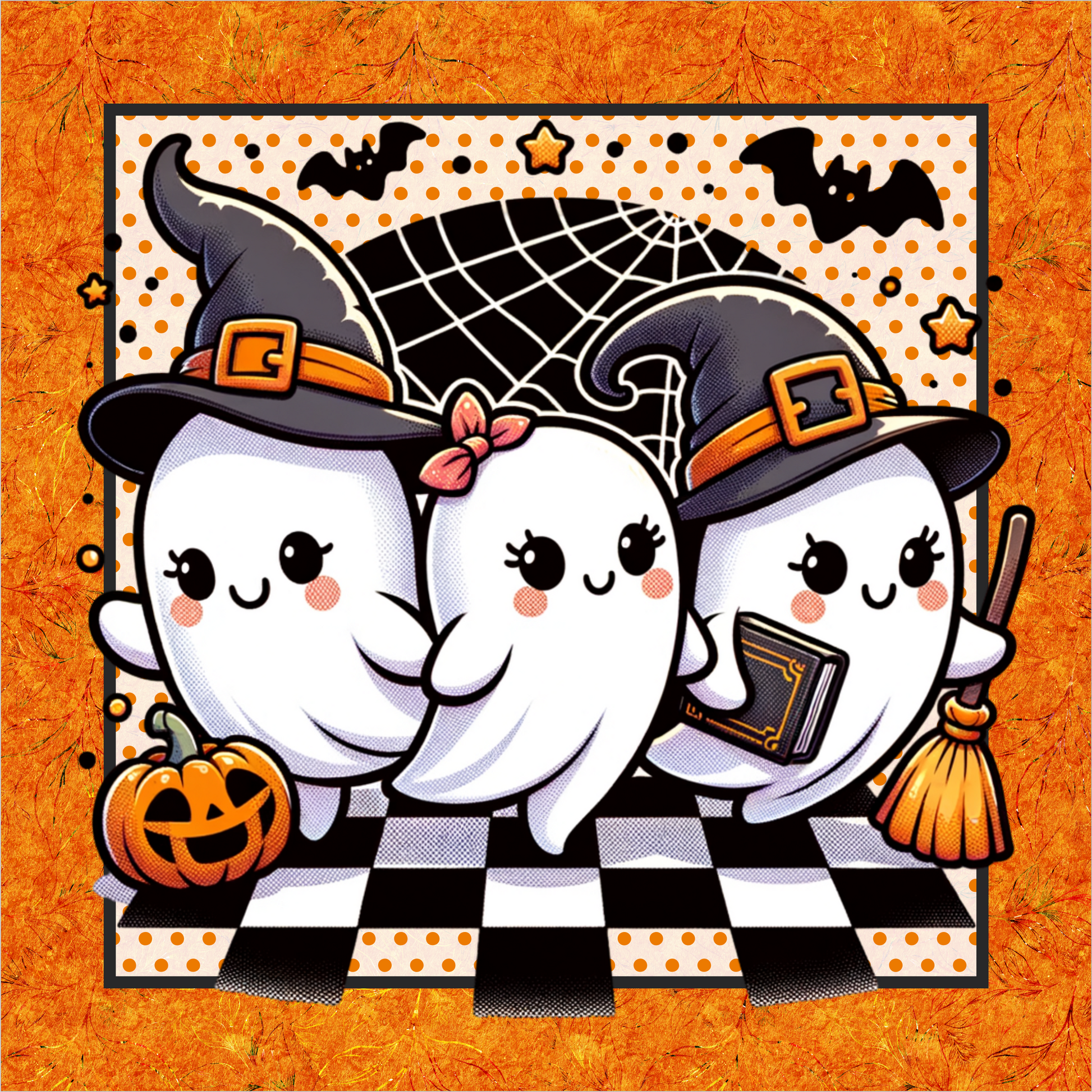 Ghost Trio Witches Square Wreath Sign
