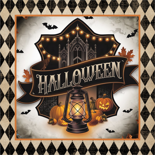 Vintage Jack O'Lanterns Square Wreath Sign