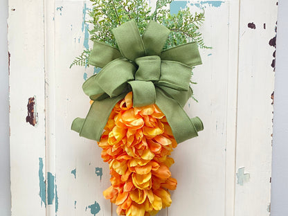Tulip Carrot Door Hanger, Orange Tulip Spring Swag Wreath, Easter Spring Carrot Swag, Vegetable Decor, Spring Front Door Decoration
