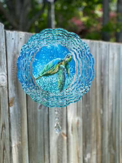 Sea Turtle Wind Spinner, Coastal Decor Wind Spinner, Beach House Outdoor Decor, Father's Day Gift,  Yard Art Sun and Wind Catcher