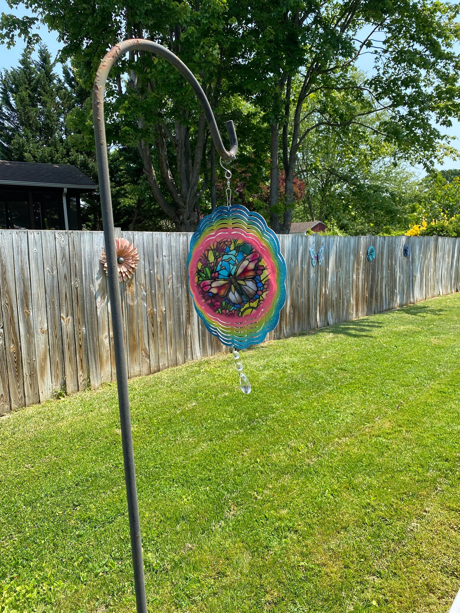 Butterfly Wind Spinner, Hanging Stained Glass Effect Butterfly Wind Spinner, Butterfly Gifts, Yard Art Metal Butterfly Wind Sun Catcher