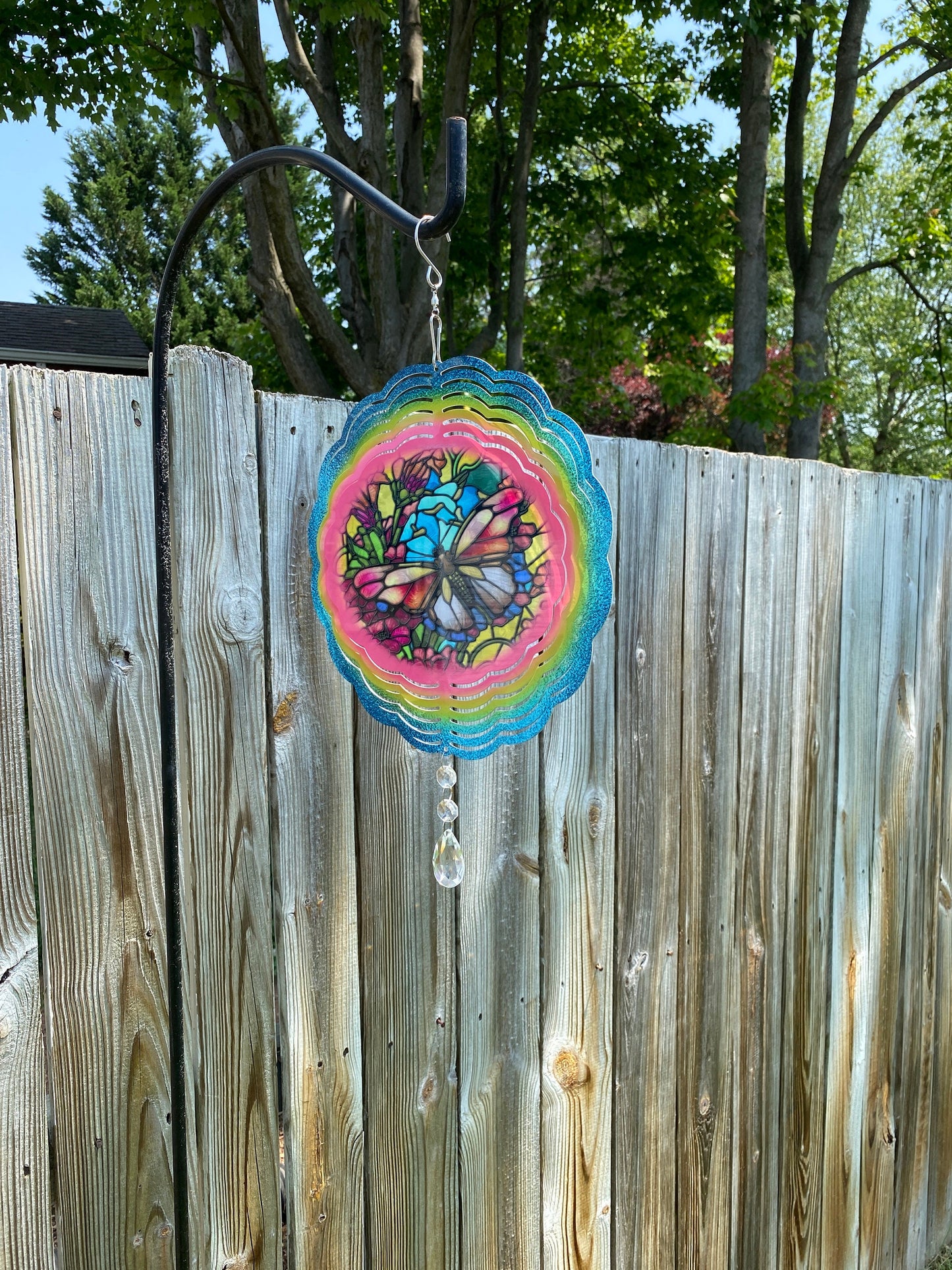 Butterfly Wind Spinner, Hanging Stained Glass Effect Butterfly Wind Spinner, Butterfly Gifts, Yard Art Metal Butterfly Wind Sun Catcher