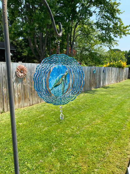 Sea Turtle Wind Spinner, Coastal Decor Wind Spinner, Beach House Outdoor Decor, Father's Day Gift,  Yard Art Sun and Wind Catcher