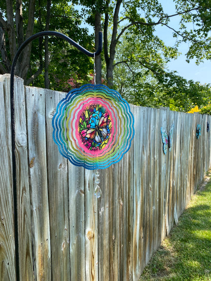 Butterfly Wind Spinner, Hanging Stained Glass Effect Butterfly Wind Spinner, Butterfly Gifts, Yard Art Metal Butterfly Wind Sun Catcher