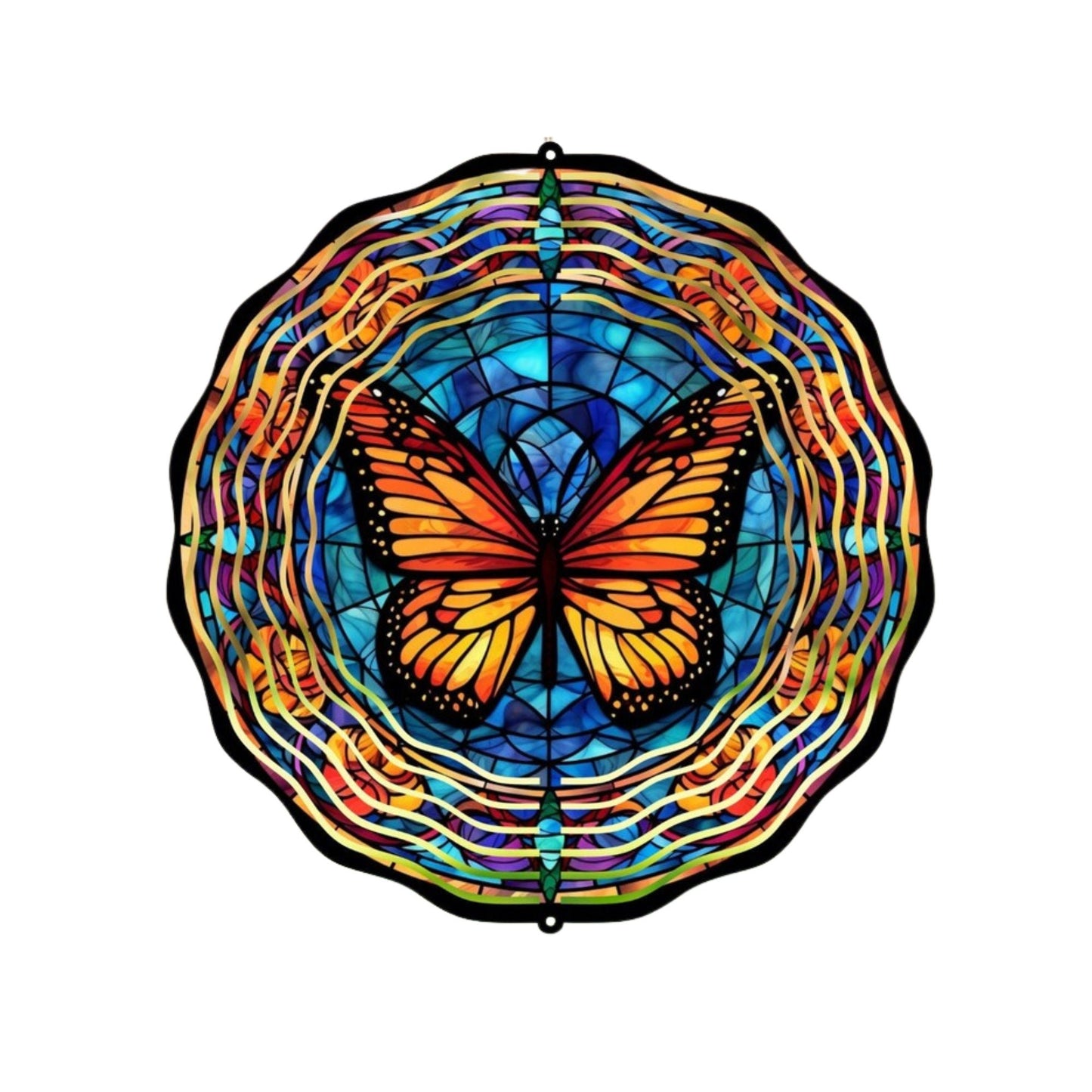 Monarch Butterfly Wind Spinner, Hanging Stained Glass Effect Butterfly Wind Spinner, Butterfly Gifts, Yard Art Metal Butterfly Sun Catcher