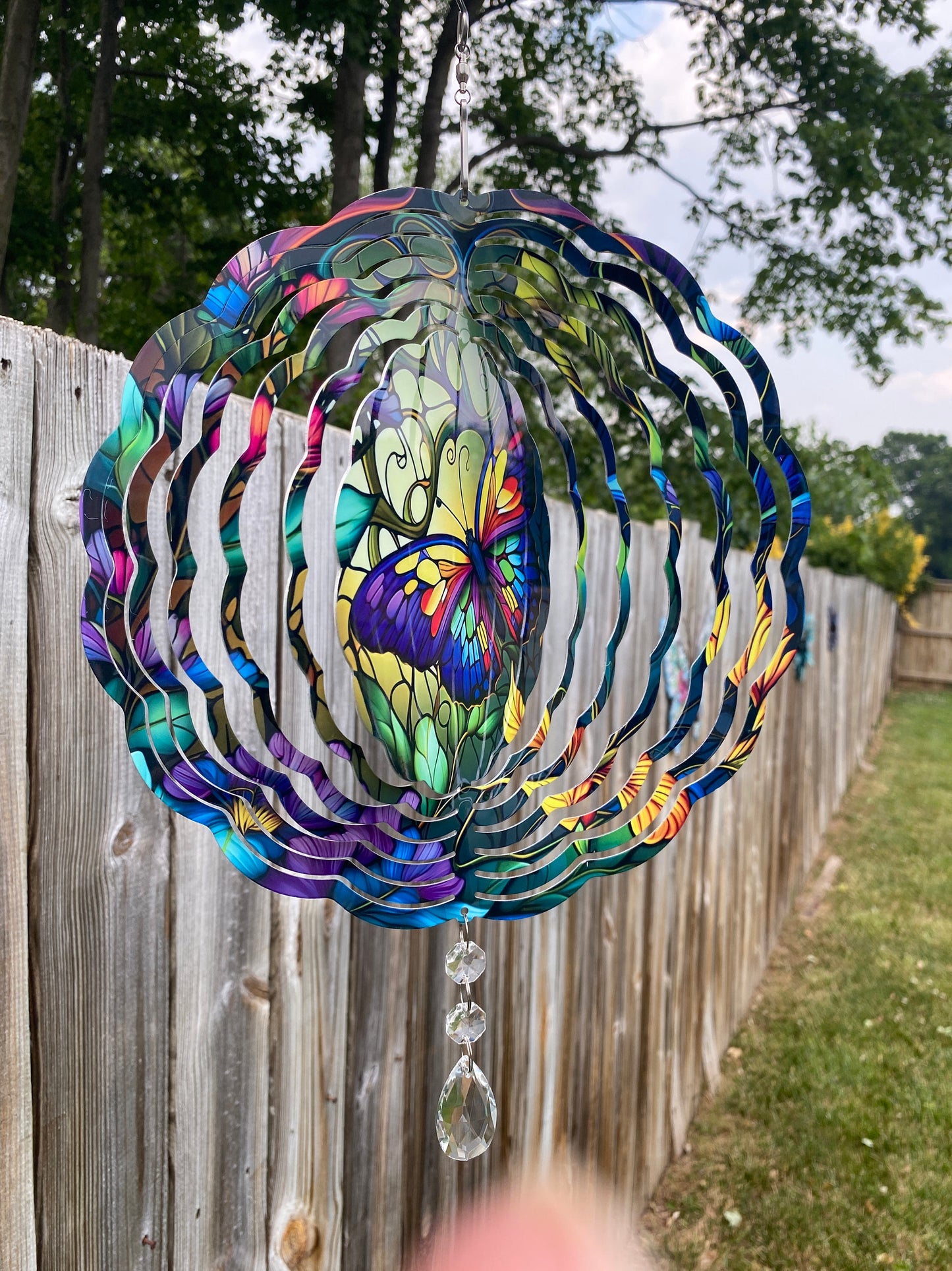 Butterfly Wind Spinner, Hanging Stained Glass Effect Butterfly Wind Spinner, Butterfly Gifts, Yard Art Metal Butterfly Wind Sun Catcher