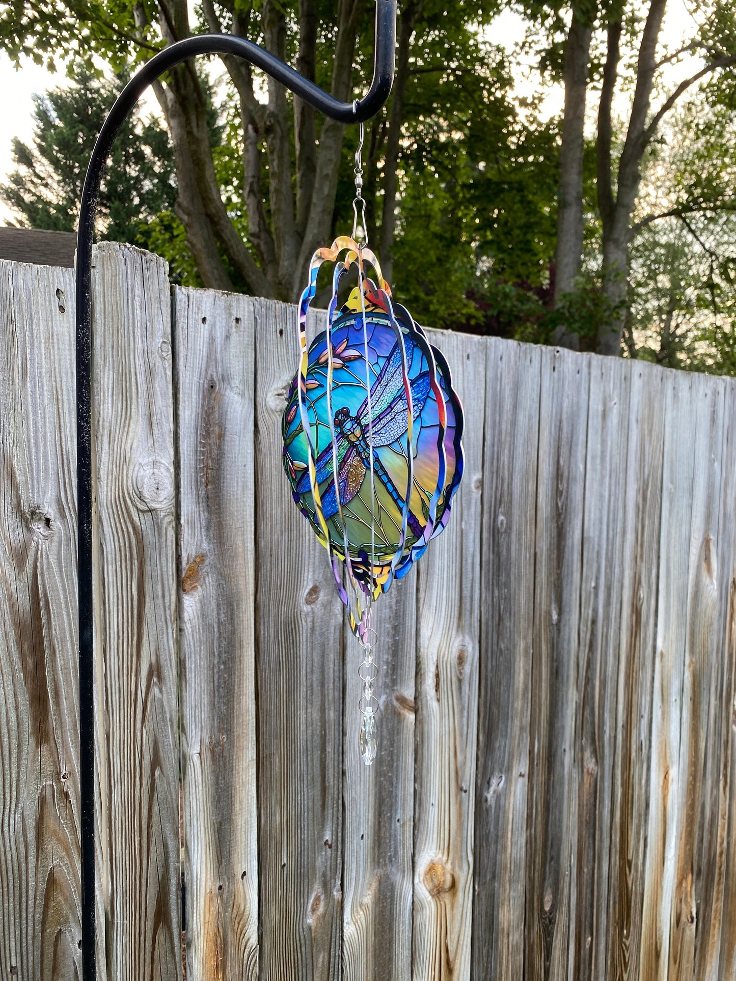 Colorful Stained Glass Look Dragonfly Wind Spinner, Gardener Gift metal Wind Catcher, Dragonfly Gifts, Hanging Porch Decor Sun Catcher