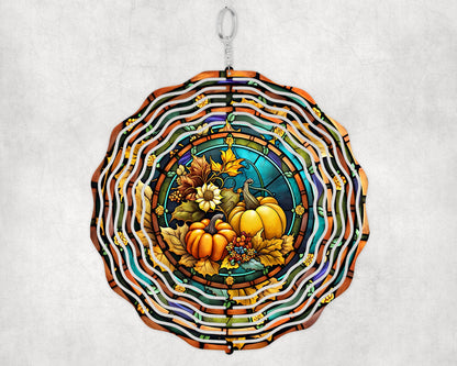 Fall Pumpkin Wind Spinner, Hanging Stained Glass Effect Pumpkins Wind Catcher, Fall Hanging Outdoor Decoration. Garden Porch Decor Gifts