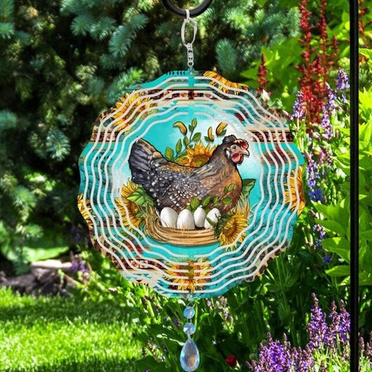 Chicken Coop Wind Spinner, Hanging Bright Colored Hen Chicken Wind Sun Catcher, Farm Life Outdoor Decoration Gifts, Chicken Garden Art