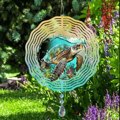 Sea Turtle Wind Spinner, Coastal Decor Wind Spinner, Beach House Outdoor Decor, Father's Day Gift, Yard Art Sun and Wind Catcher