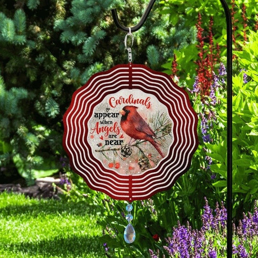 Cardinal Wind Spinner, Hanging Cardinal Angel Memorial Wind Catcher, Hanging Outdoor Decoration. Garden Porch Decor, Loved One Loss Gift