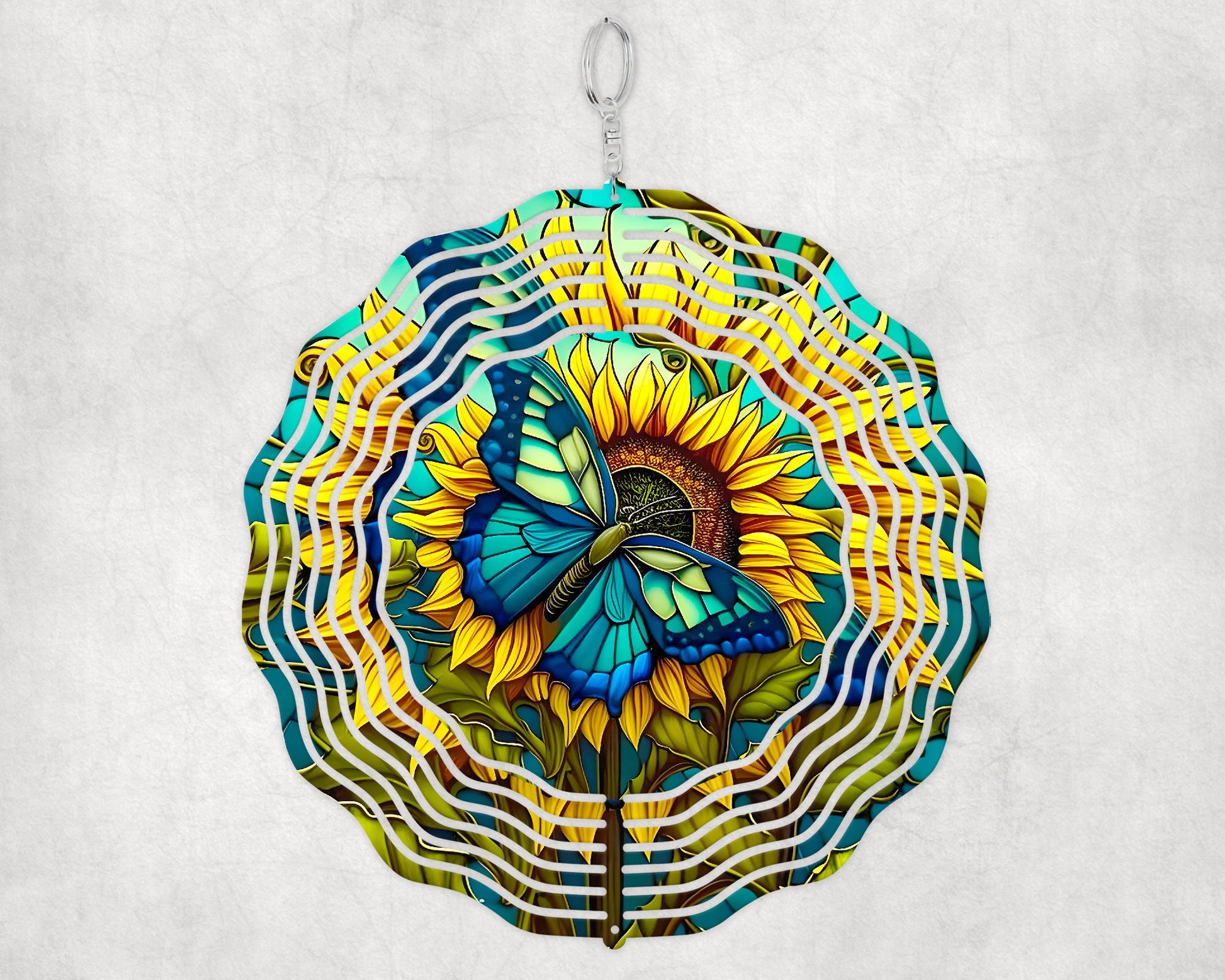 Butterfly Sunflower Wind Spinner, Hanging Bright Colored Summer Flower Wind Sun Catcher, Sunflower Windmill Gifts, Butterfly Garden Art