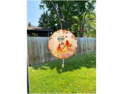 Cardinal Memorial Wind Spinner, Hanging Bright Colored Fall Cardinal Wind Sun Catcher, I am Always With You Gift, Cardinal Garden Art